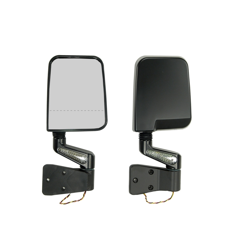 Jeep Wrangler TJ Door Mirrors - Rugged Ridge - Dual Focus Glass w/ LED Signal - Black - `87-`02